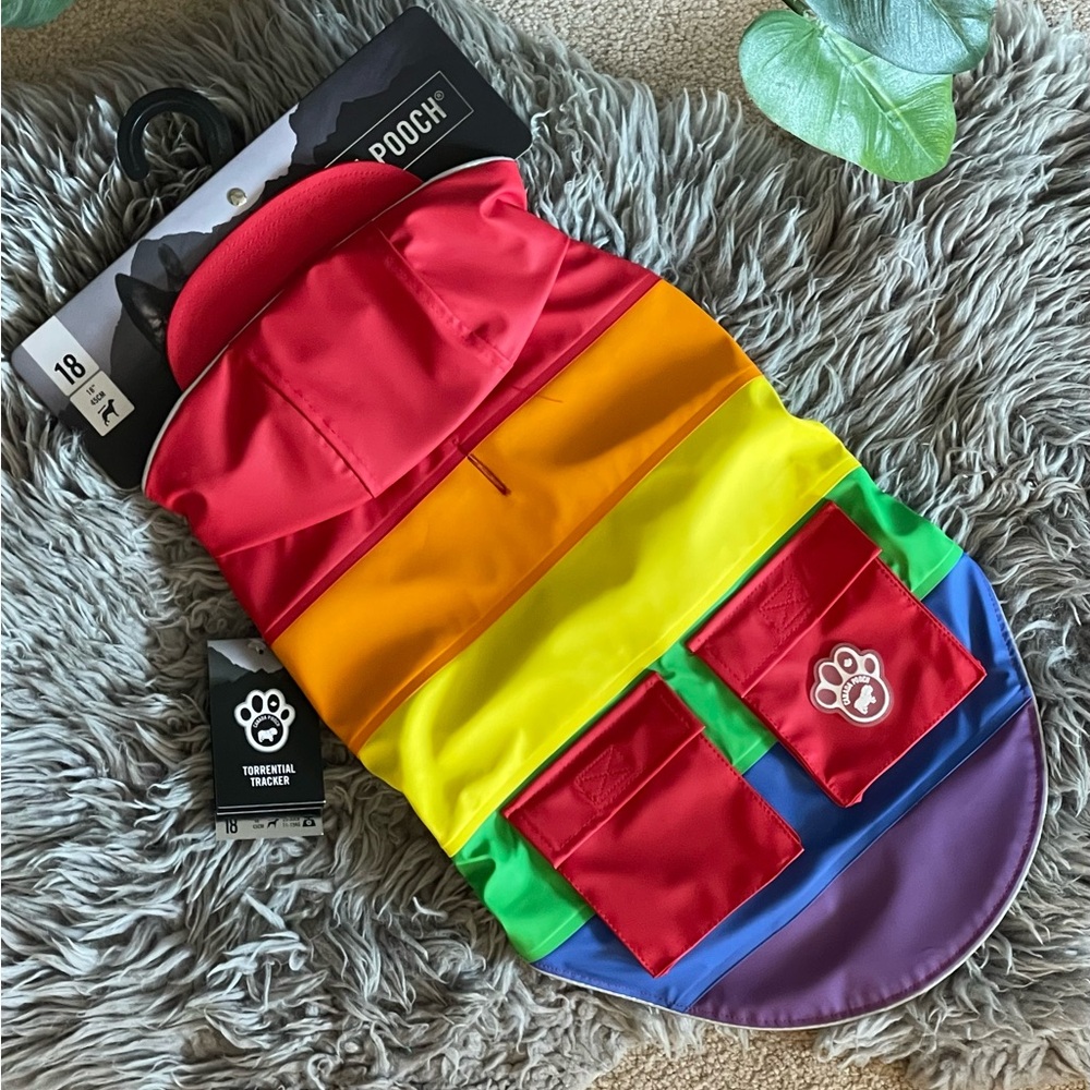 Canada Pooch Rainbow/Pride Torrential Tracker Dog 18” Rain Jacket